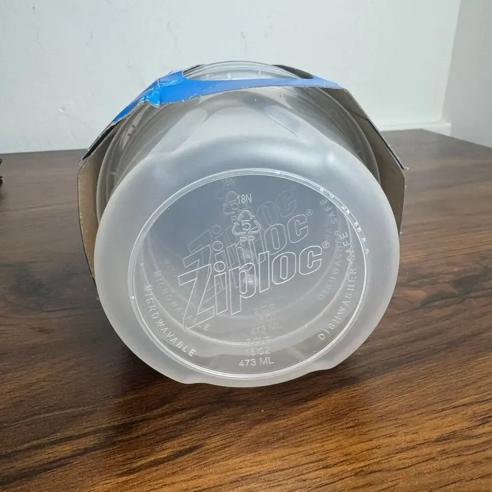 Ziploc Twist n Loc Small Round Containers 3 Pack 1 Pint BPA Free Blue Lids 2016